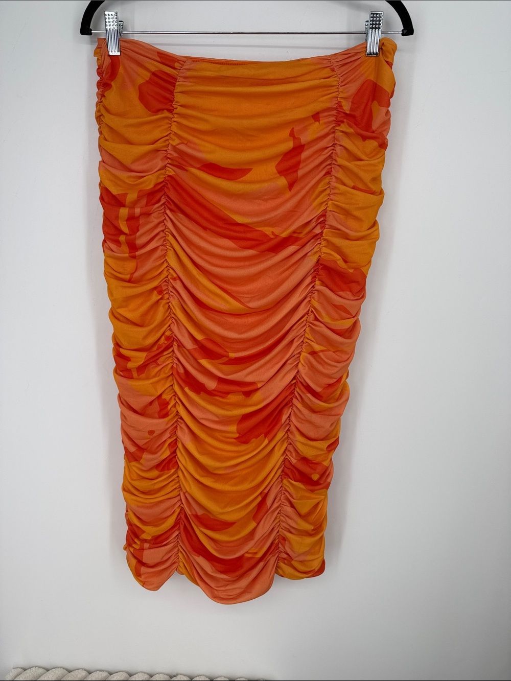 JLuxLabel Women’s  Orange Ruched Bodycon Midi Skirt Sz XL new with tags